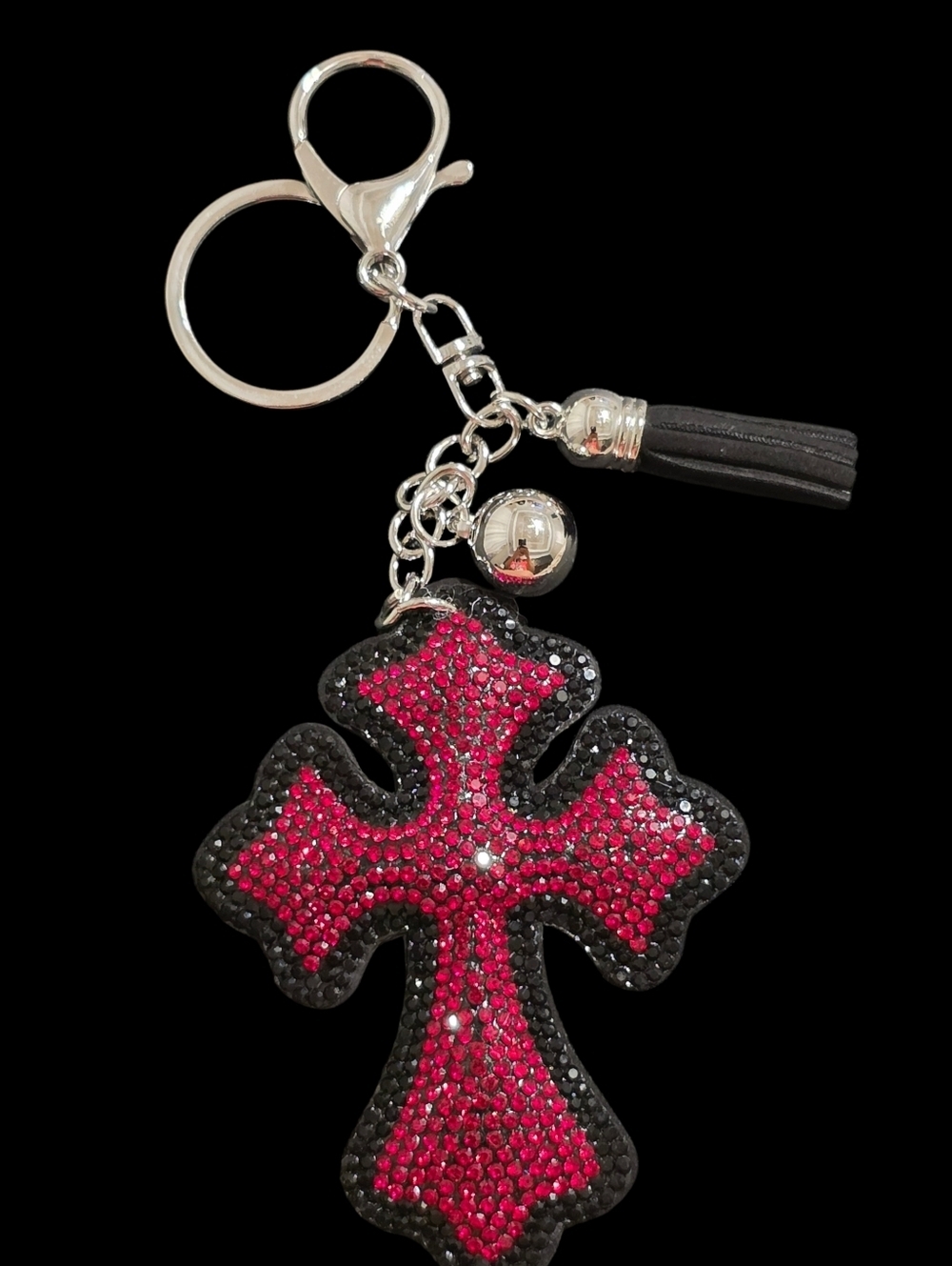Red and Black Cross Bag Charm Keychain